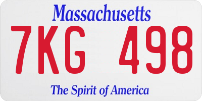 MA license plate 7KG498