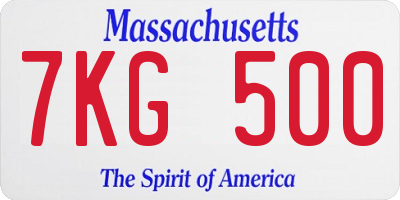 MA license plate 7KG500