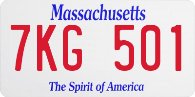 MA license plate 7KG501
