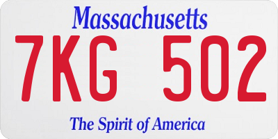 MA license plate 7KG502