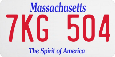 MA license plate 7KG504