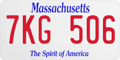 MA license plate 7KG506