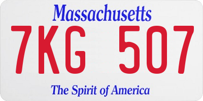 MA license plate 7KG507