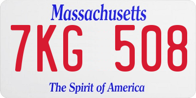 MA license plate 7KG508