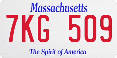 MA license plate 7KG509