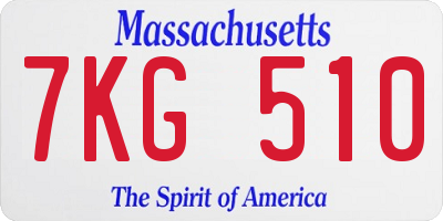 MA license plate 7KG510
