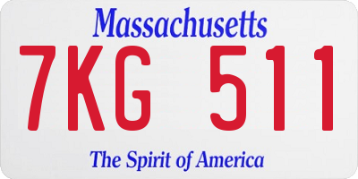 MA license plate 7KG511