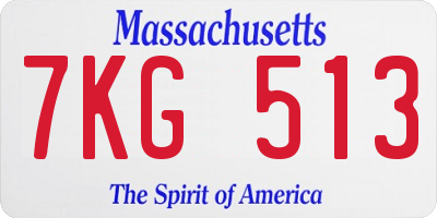 MA license plate 7KG513
