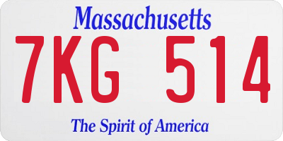 MA license plate 7KG514