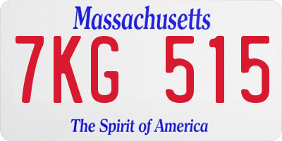 MA license plate 7KG515
