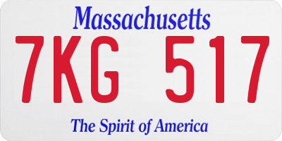 MA license plate 7KG517