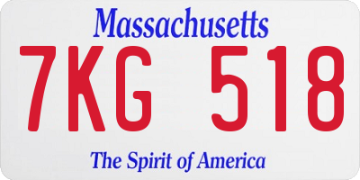 MA license plate 7KG518