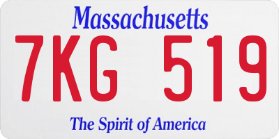MA license plate 7KG519