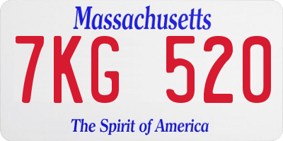 MA license plate 7KG520