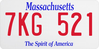 MA license plate 7KG521