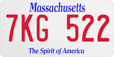 MA license plate 7KG522