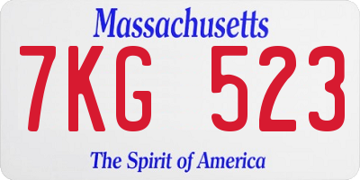 MA license plate 7KG523