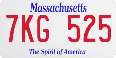 MA license plate 7KG525