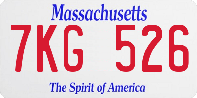 MA license plate 7KG526