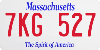 MA license plate 7KG527