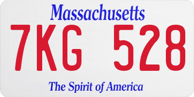 MA license plate 7KG528