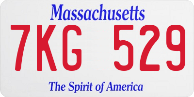 MA license plate 7KG529