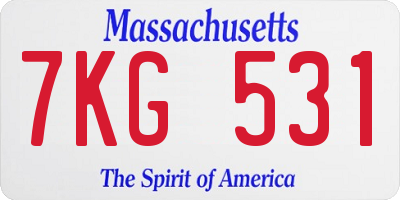 MA license plate 7KG531