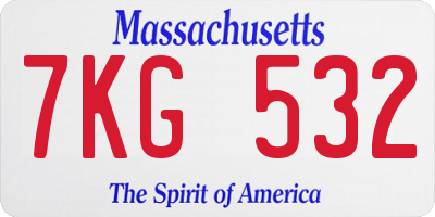 MA license plate 7KG532