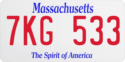 MA license plate 7KG533