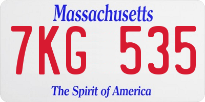 MA license plate 7KG535