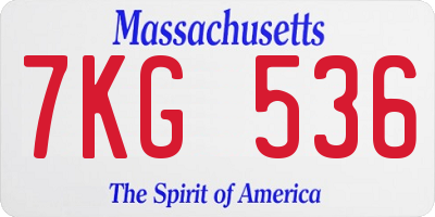 MA license plate 7KG536