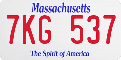 MA license plate 7KG537