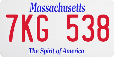 MA license plate 7KG538