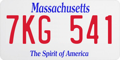 MA license plate 7KG541