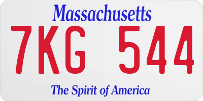 MA license plate 7KG544