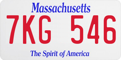 MA license plate 7KG546