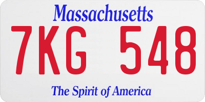MA license plate 7KG548