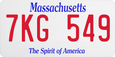 MA license plate 7KG549
