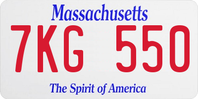 MA license plate 7KG550
