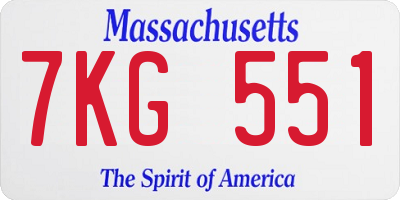 MA license plate 7KG551