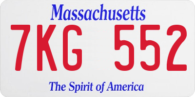 MA license plate 7KG552
