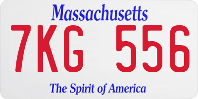 MA license plate 7KG556