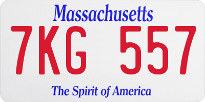 MA license plate 7KG557