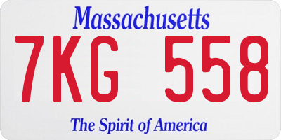MA license plate 7KG558