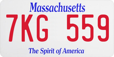 MA license plate 7KG559