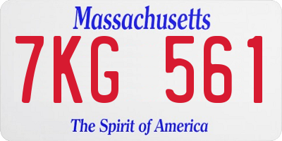 MA license plate 7KG561