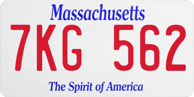 MA license plate 7KG562