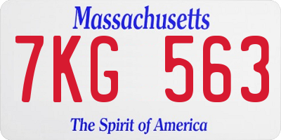 MA license plate 7KG563