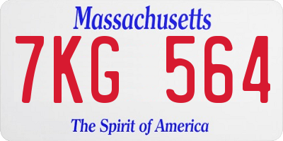 MA license plate 7KG564