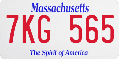 MA license plate 7KG565
